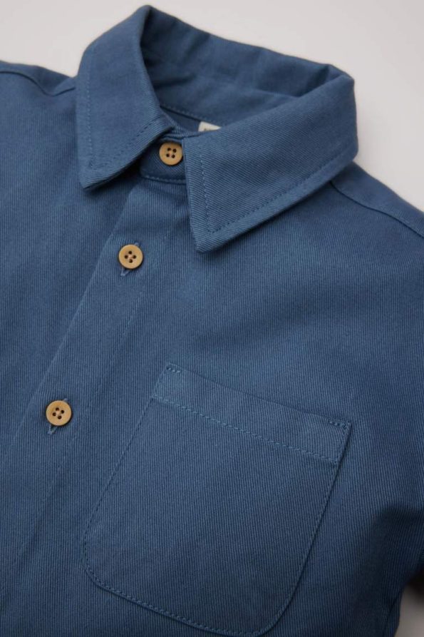Boys' Long Sleeve Gabardine Shirt with Back Print