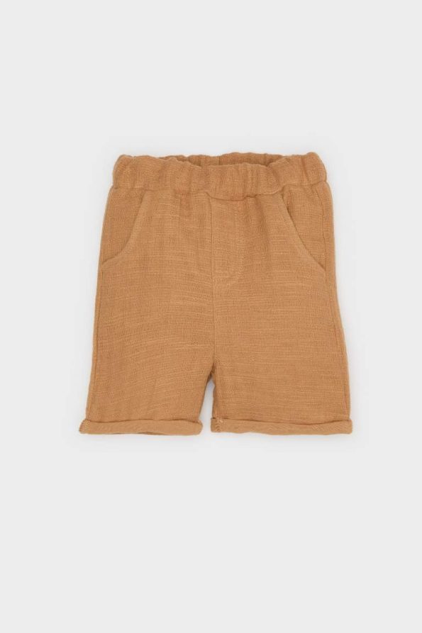 Baby Boy 2-Piece Set Muslin Short Sleeve Shirt with Elastic Waist Shorts