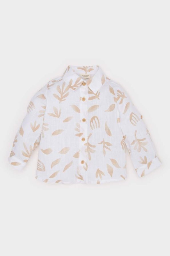 Boys' Printed Long Sleeve Poplin Shirt