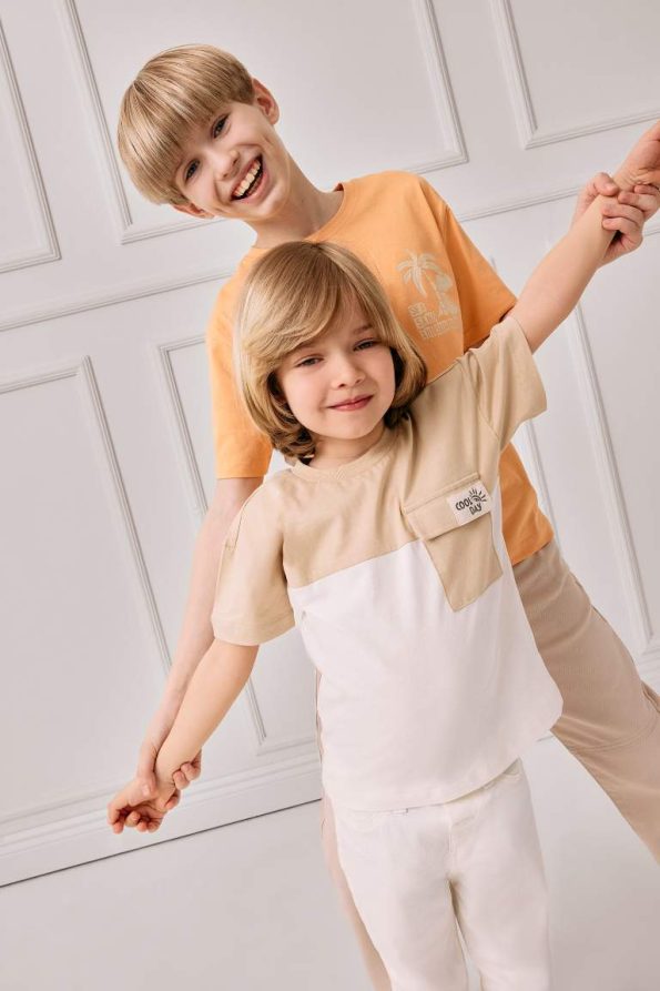 Boys' Short Sleeve Color Block Crew Neck T-Shirt