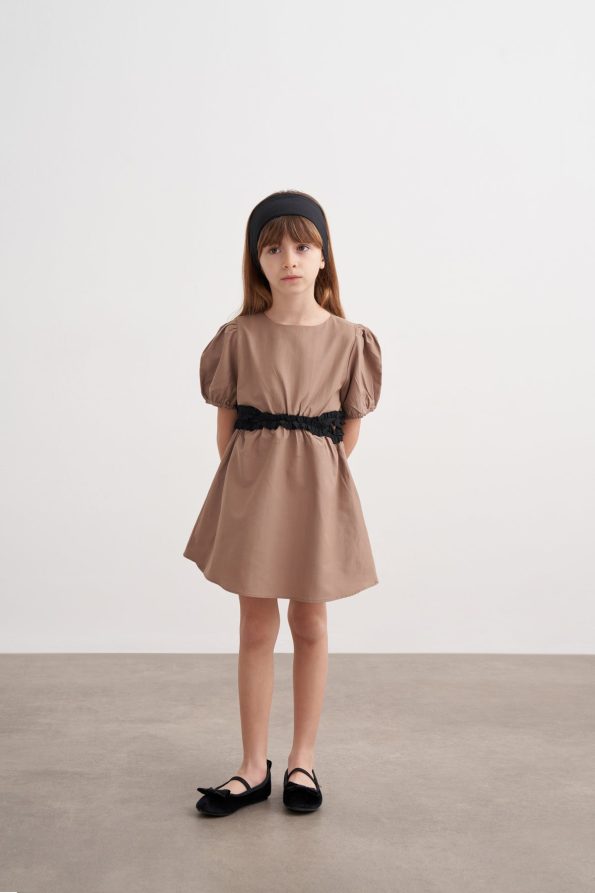 Window Detail Waist Poplin Dress