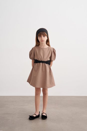 Window Detail Waist Poplin Dress