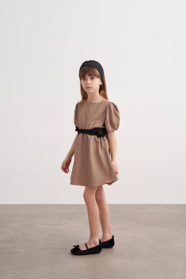 Window Detail Waist Poplin Dress