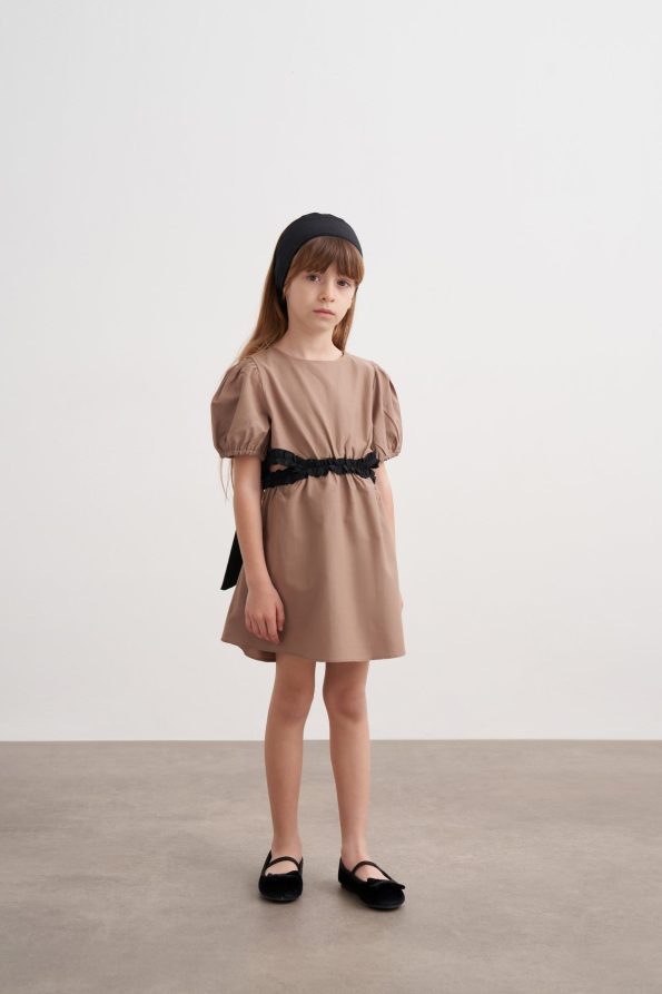 Window Detail Waist Poplin Dress