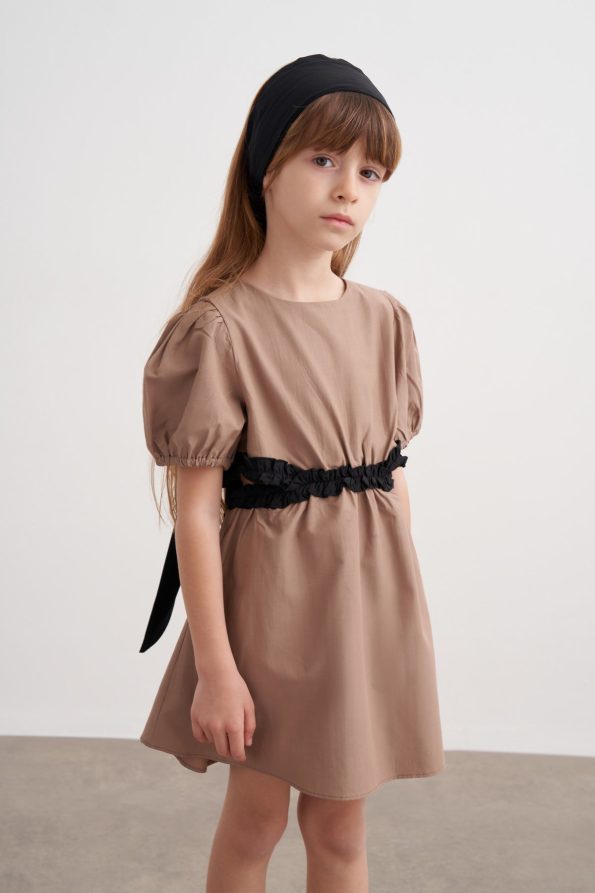 Window Detail Waist Poplin Dress