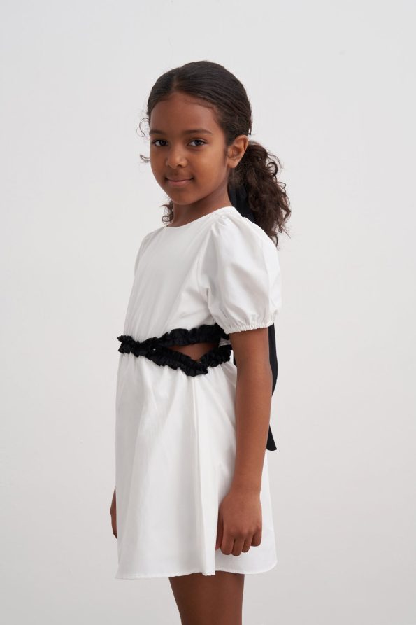 Window Detail Waist Poplin Dress