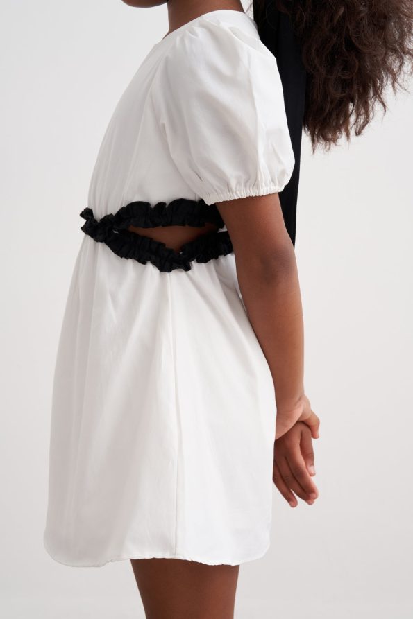 Window Detail Waist Poplin Dress