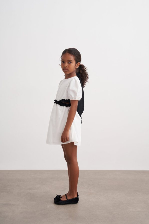 Window Detail Waist Poplin Dress