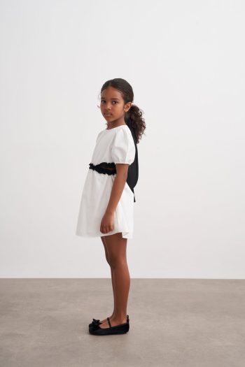 Window Detail Waist Poplin Dress