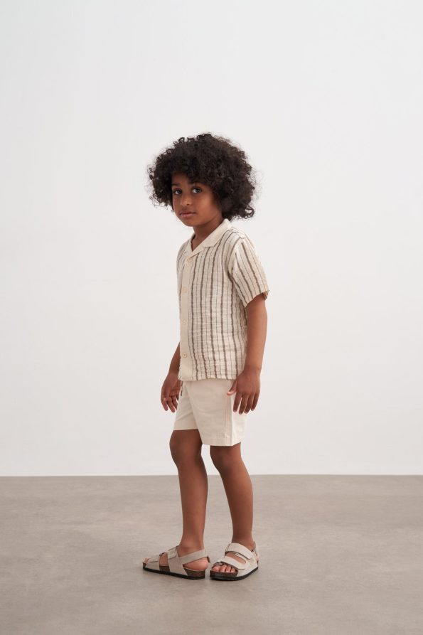 Linen Striped Shirt & Shorts Set