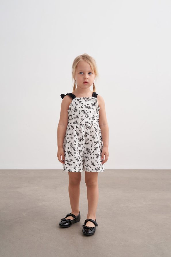 Black and White Floral Romper