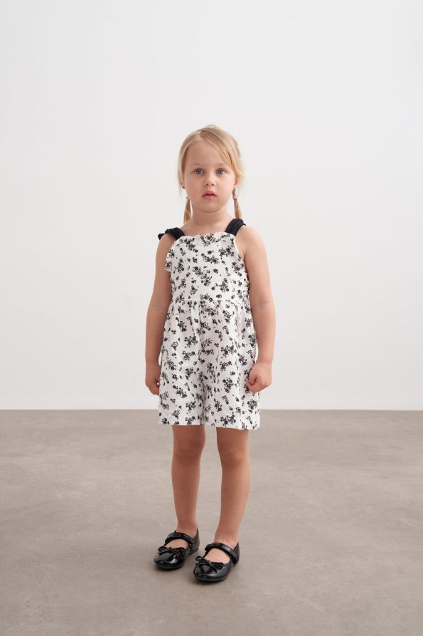 Black and White Floral Romper