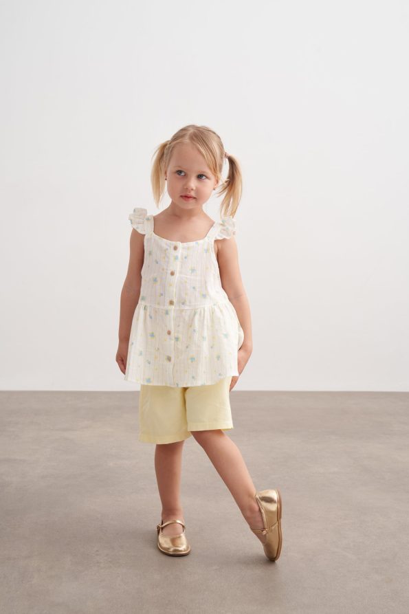 Linen Floral Print Shorts Set