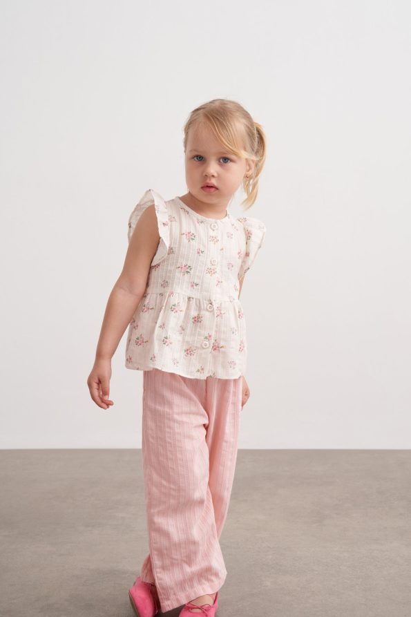 Textured Floral Shirt and Pants Set