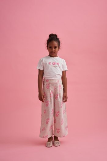 Printed Linen Palazzo Pants and T-Shirt Set