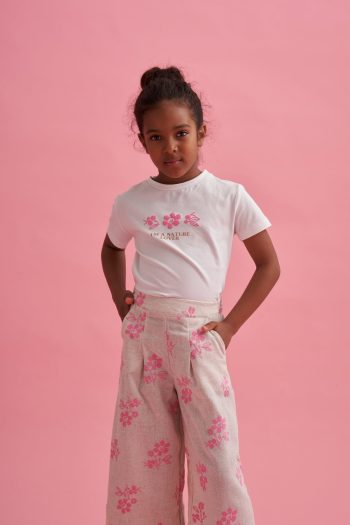 Printed Linen Palazzo Pants and T-Shirt Set