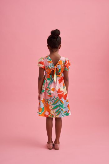Back Detail Patterned Cotton Poplin Dress