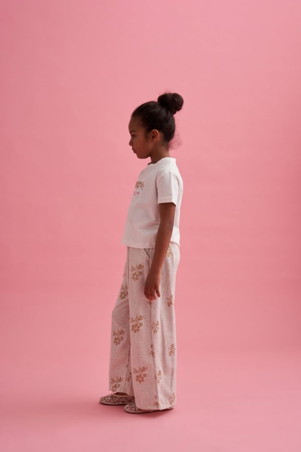 Printed Linen Palazzo Pants and T-shirt Set