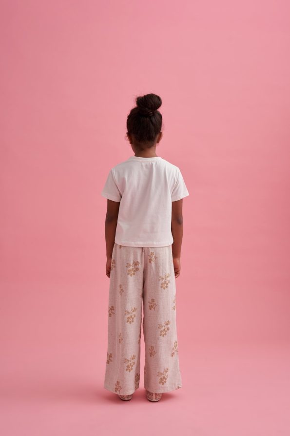 Printed Linen Palazzo Pants and T-shirt Set