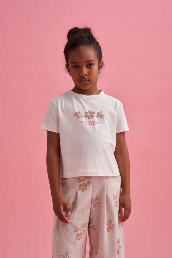 Printed Linen Palazzo Pants and T-shirt Set
