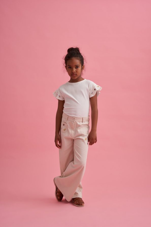 Embroidered Jean Pants and T-Shirt Set