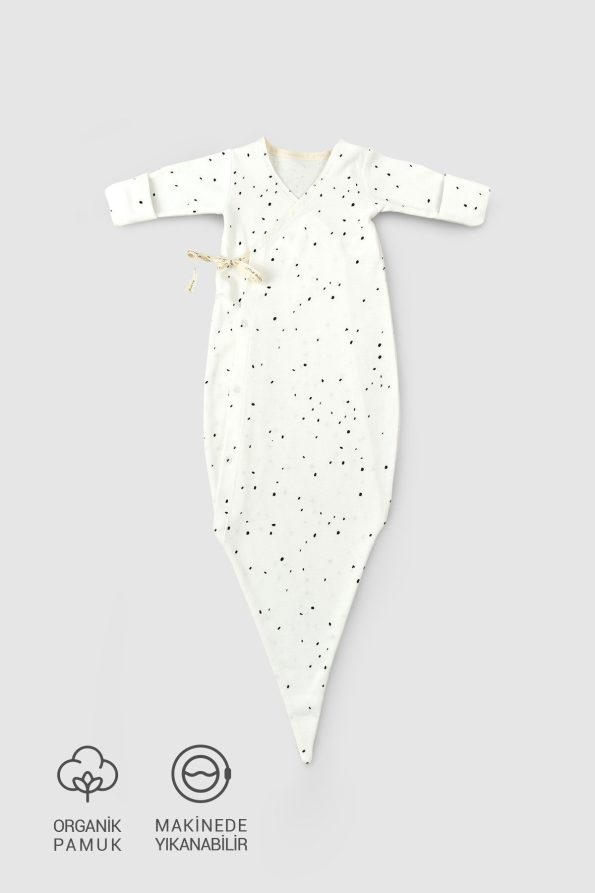 Organic Cotton Tie-Shoulder Newborn Cosmos White Sleeping Bag