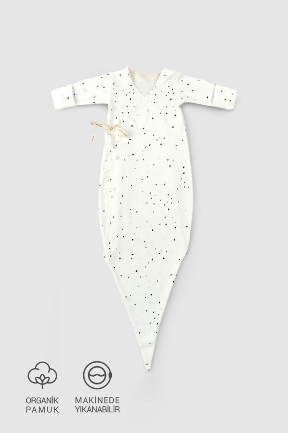 Organic Cotton Tie-Shoulder Newborn Cosmos White Sleeping Bag