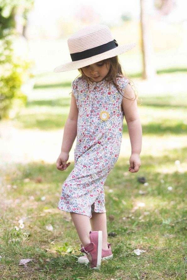 Bamboo Flower Pattern Sleeveless Romper