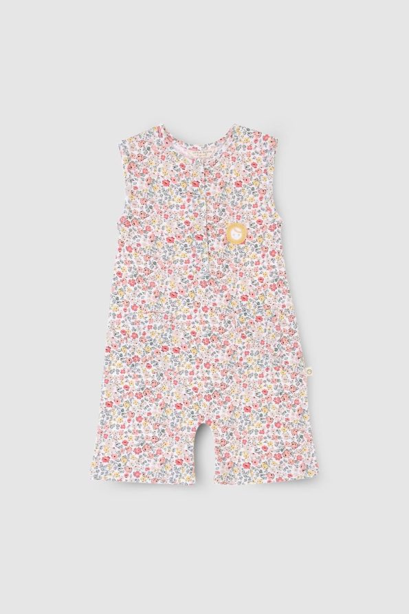 Bamboo Flower Pattern Sleeveless Romper