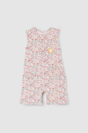 Bamboo Flower Pattern Sleeveless Romper