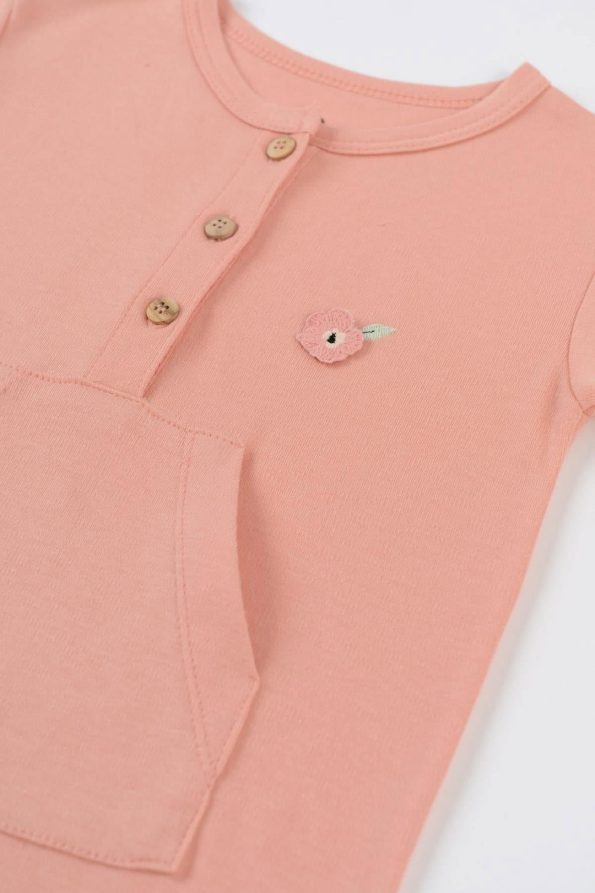 Bamboo Short Sleeve Baby Pink Romper