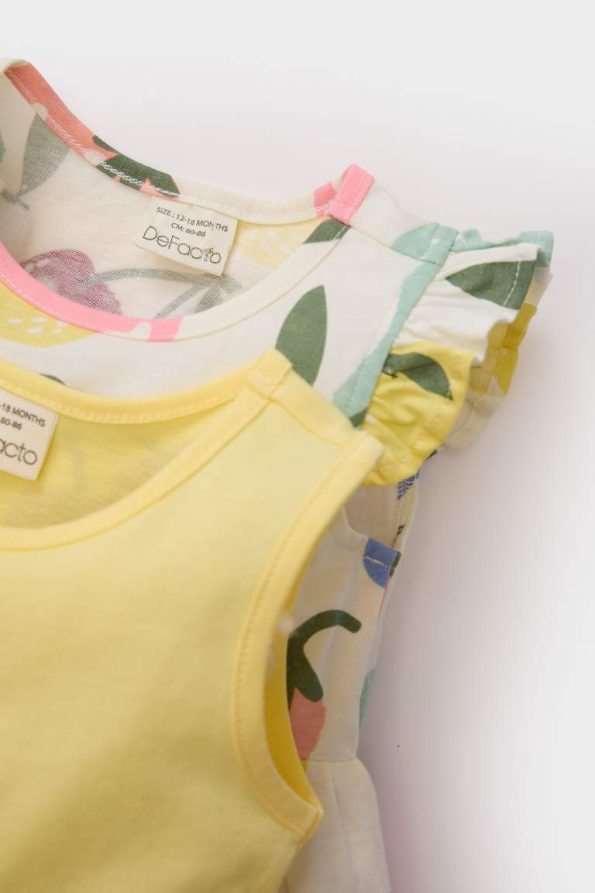 Girls' Short Sleeve Patterned Summer Dress Set
