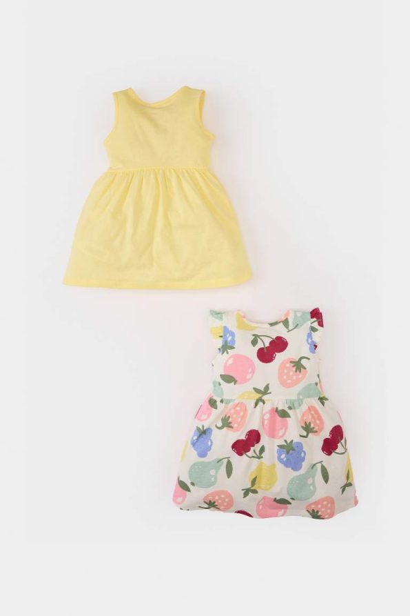 Girls' Short Sleeve Patterned Summer Dress Set