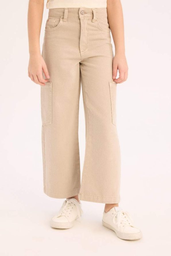 Girls' Wide Leg Cargo Jeans