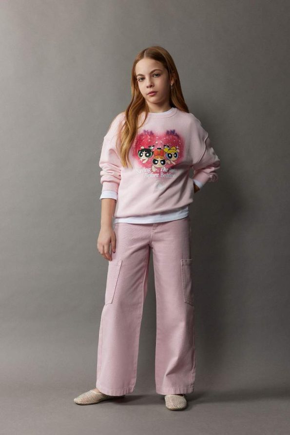 Girls' Wide Leg Cargo Jeans