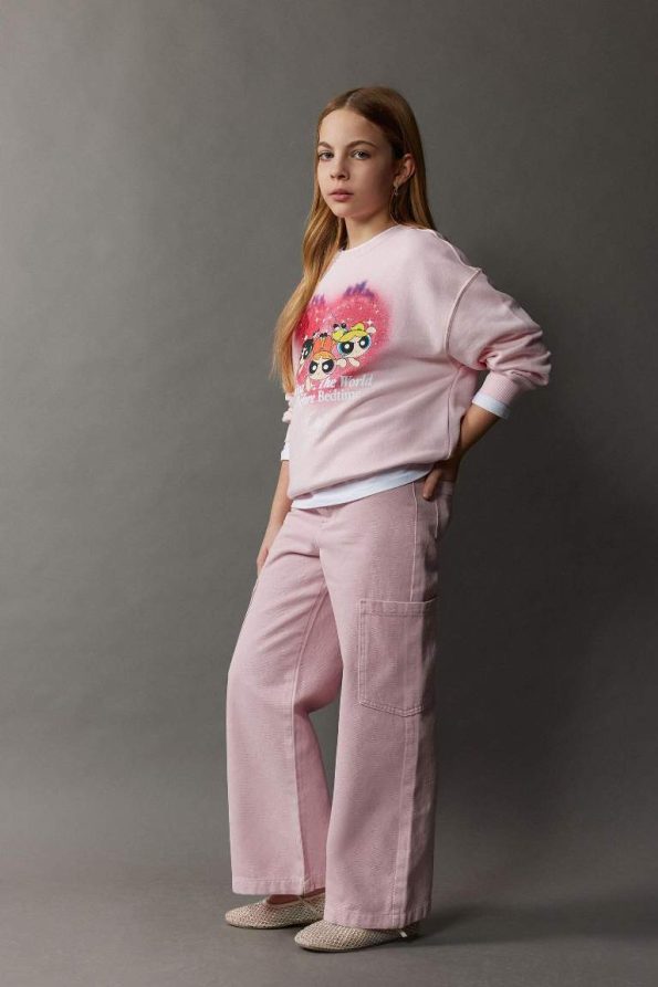 Girls' Wide Leg Cargo Jeans