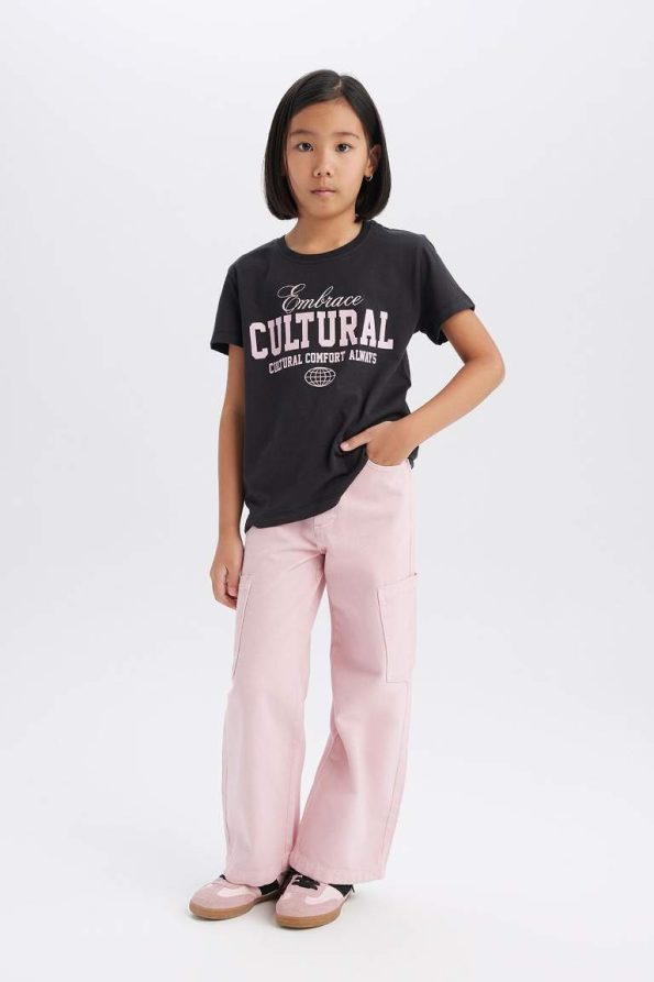 Girls' Wide Leg Cargo Jeans
