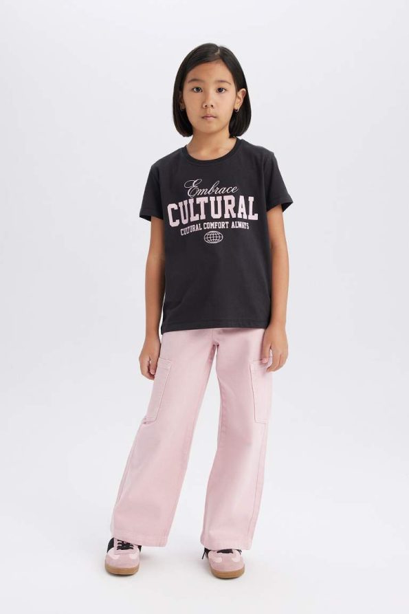 Girls' Wide Leg Cargo Jeans