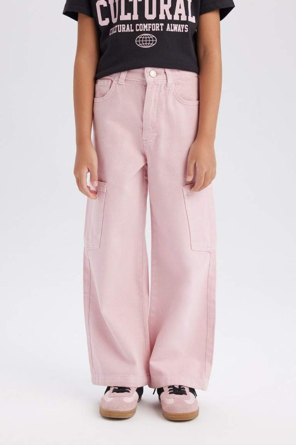 Girls' Wide Leg Cargo Jeans