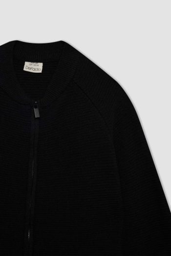 Boys' Basic Plain Half-Zip Knit Cardigan