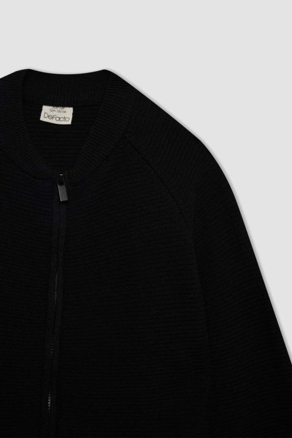 Boys' Basic Plain Half-Zip Knit Cardigan