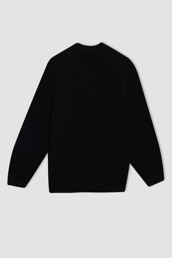 Boys' Basic Plain Half-Zip Knit Cardigan