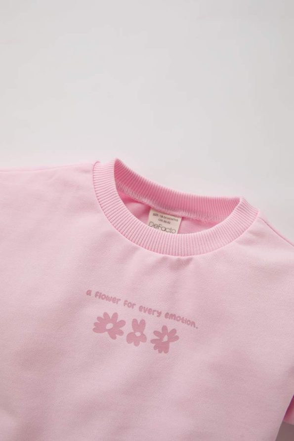 Girls' 2-Piece Set with Floral Print Sweatshirt and Elastic Waist Pants