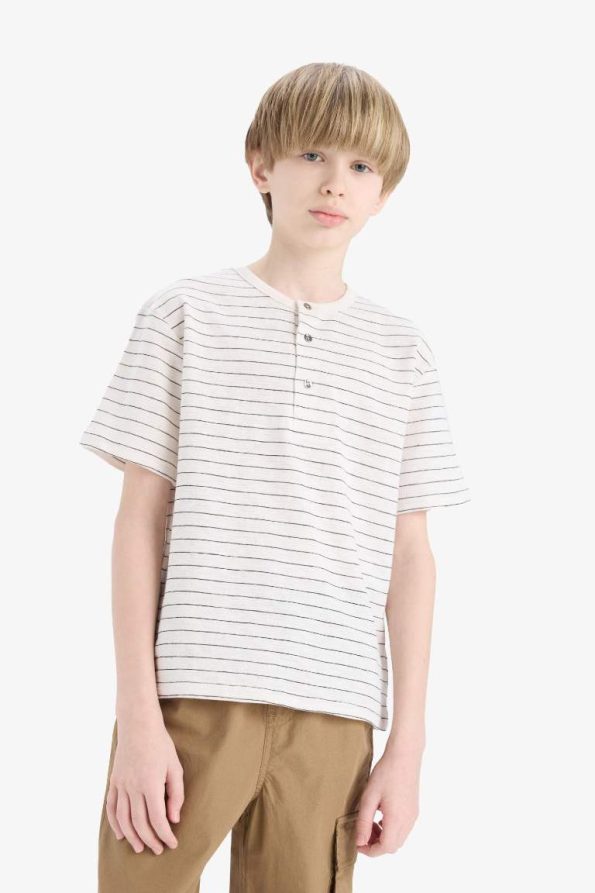 Boys' Short Sleeve Mandarin Collar T-Shirt