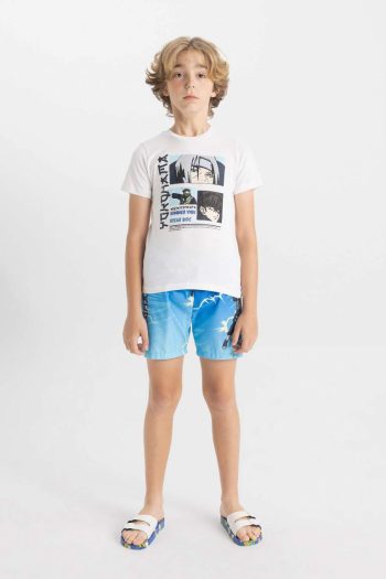 Boys' Two-Piece Set with Printed Short-Sleeve T-Shirt and Swim Shorts