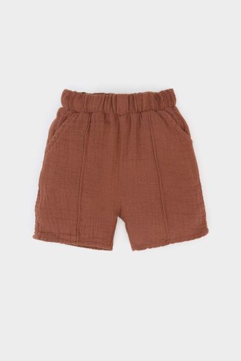 Baby Boy 2-Piece Set Muslin Short Sleeve Shirt with Elastic Waist Shorts