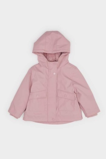 Girls' Baby Hooded Snap-Button Pocket Jacket