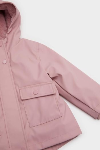 Girls' Baby Hooded Snap-Button Pocket Jacket
