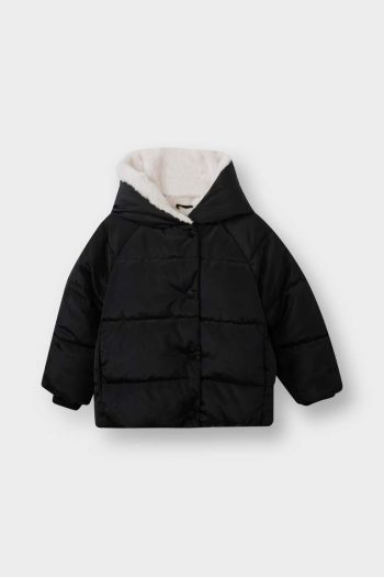 Girls' Windproof Water-Resistant Hooded Faux Fur Lined Jacket
