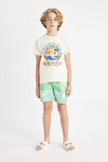 Boys' Palm Pattern Swim Shorts